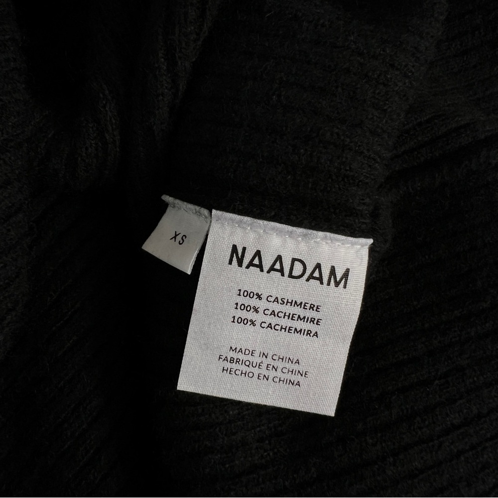 NWT Naadam Luxe Cashmere Ribbed Hoodie Pullover Sweater Black XS - Picture 10 of 11